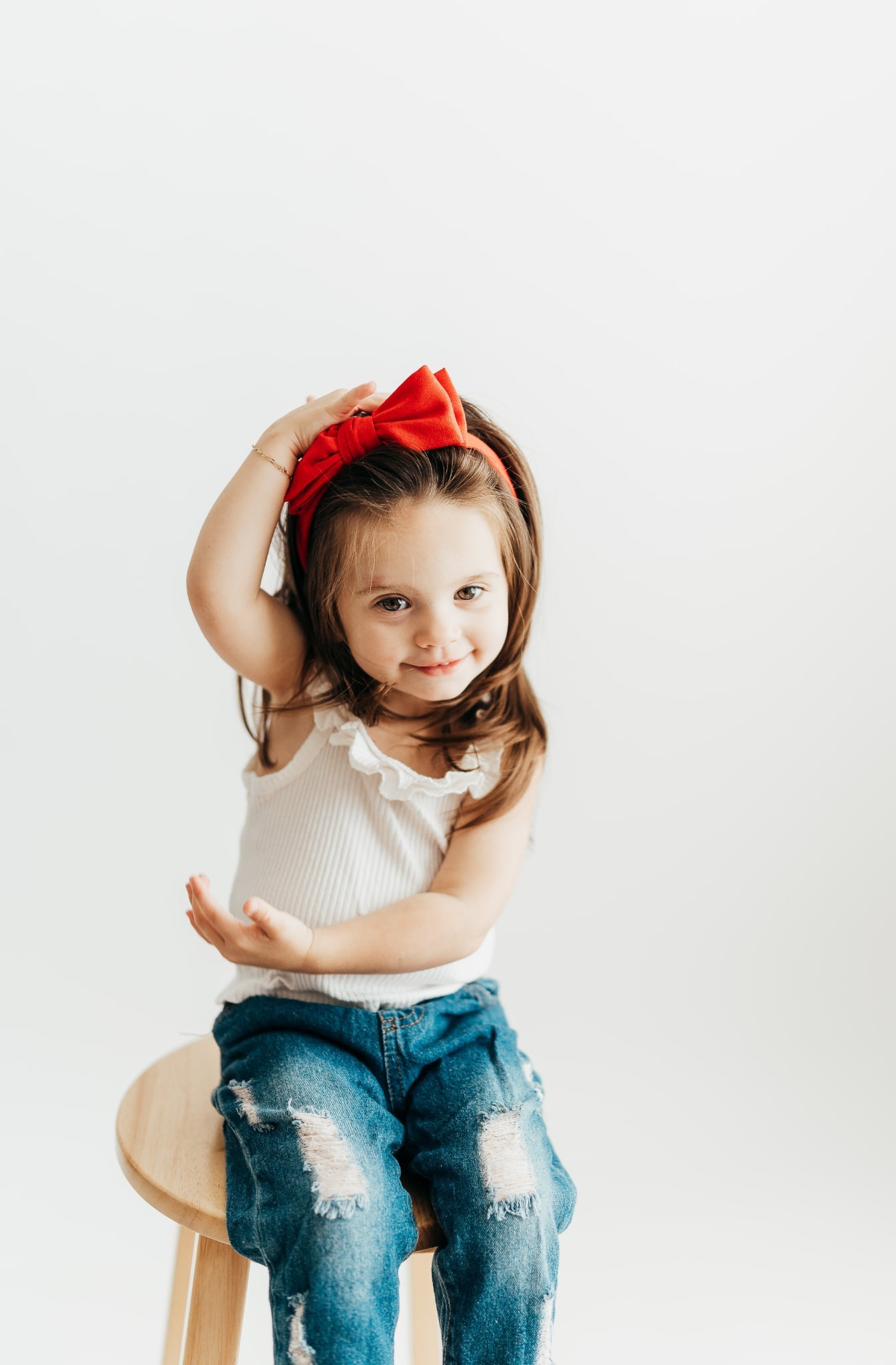 Red Linen Bow-Knotted Headband