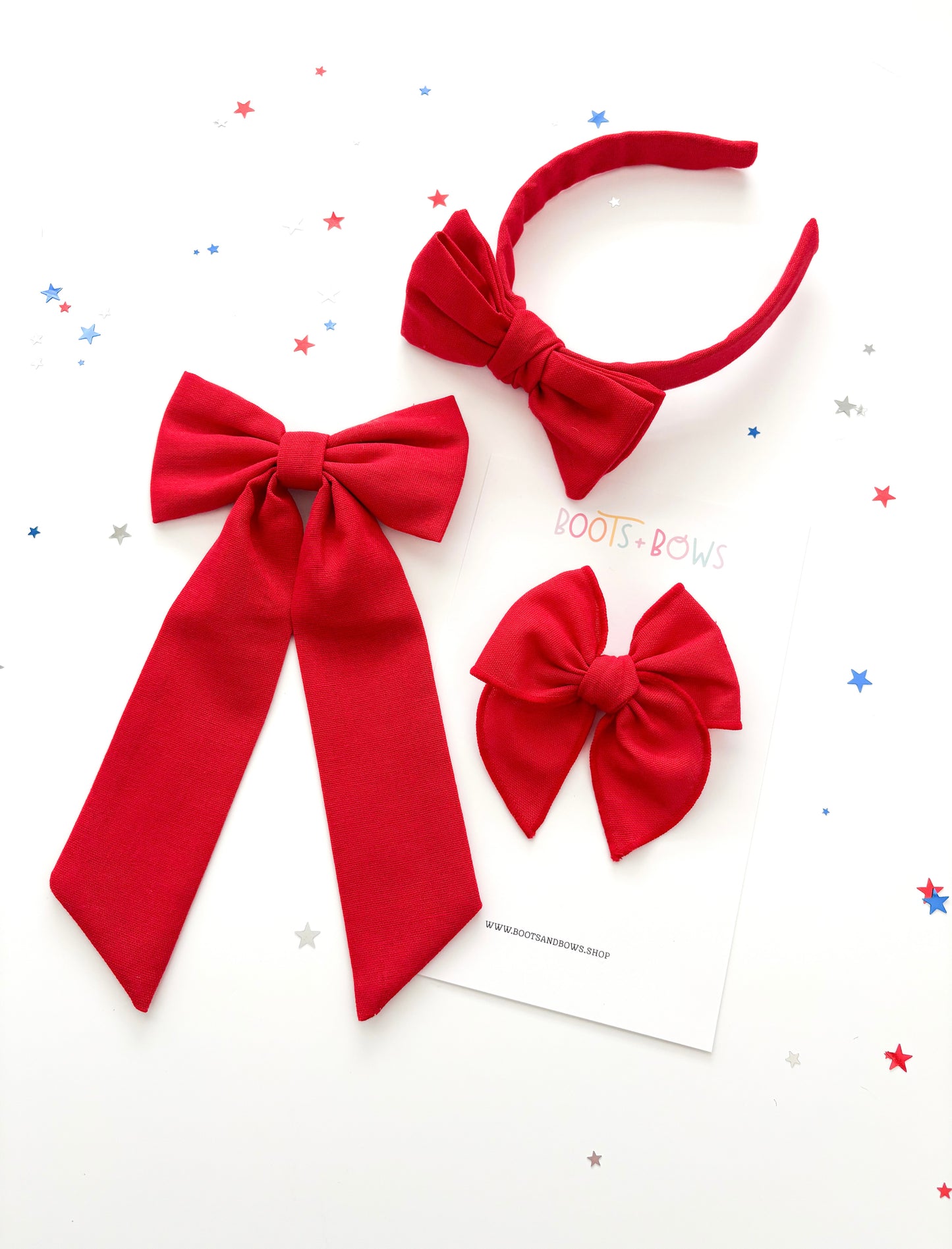 Red Linen Bow-Knotted Headband